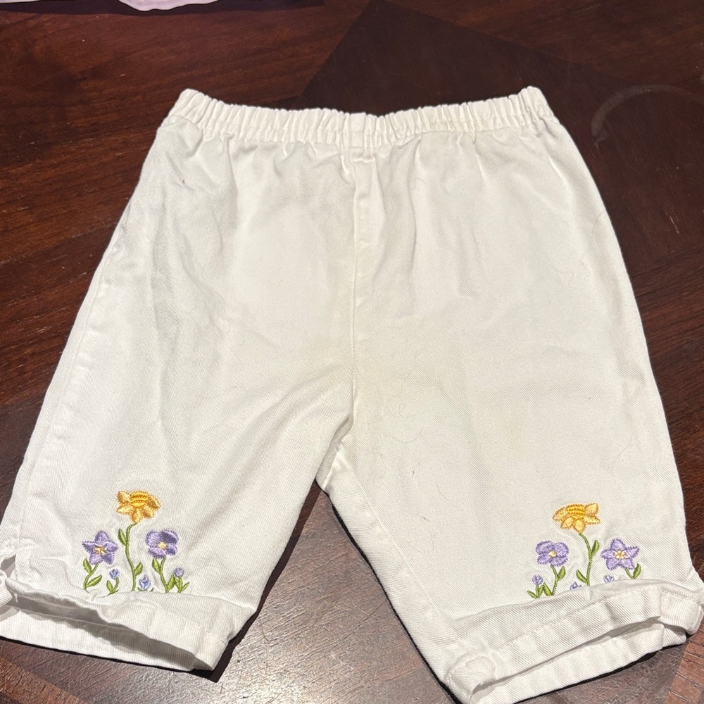 Vintage Floral Embroidered Kids White Bottoms